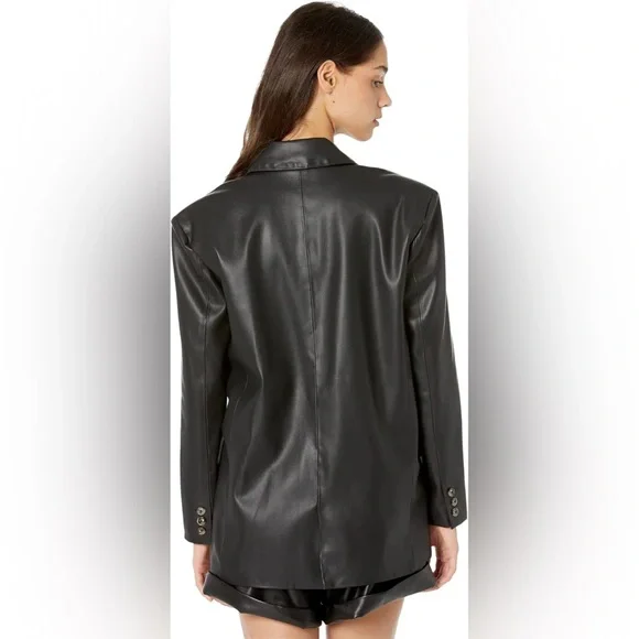 Black Leather Blazer XS - Picture 4 of 9